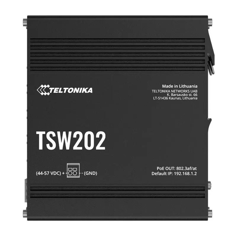 Teltonika TSW202 Managed PoE  Ethernet Switch, Supports Profinet, 2 SFP Ports, 8 Gigabit Ethernet Ports Providing 30W of Power Each, PSU excluded