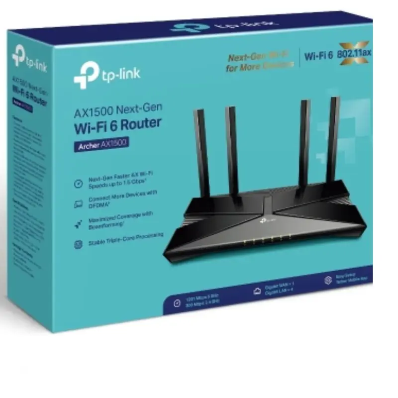 TP-Link Archer AX1500 AX1500 Wi-Fi 6 Router (802.11ax) Router 4x Gigabit Ports (WIFI6), 300 Mbps at 2.4 GHz   1201 Mbps at 5 GHz