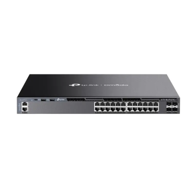 TP-Link SG6428X Omada 24-Port Gigabit Stackable L3 Managed Switch with 4 10GE SFP  Slots, 24 Gigabit RJ45 Ports, 4 10G SFP  Slots, RJ45/Type C USB C