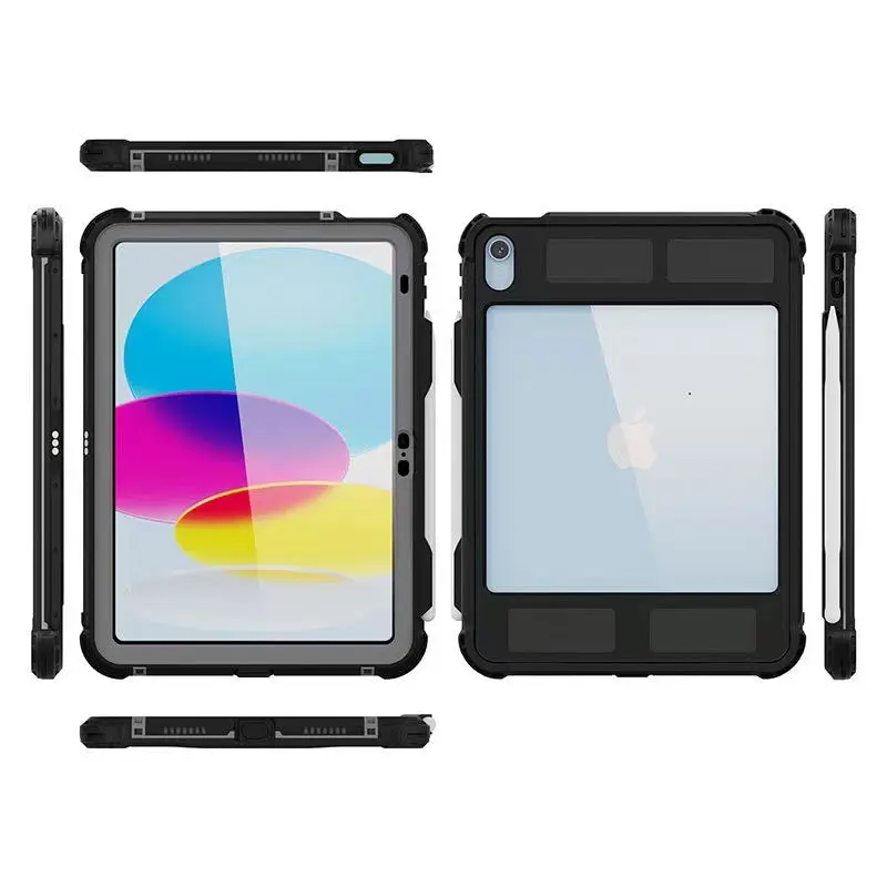 USP Apple iPad (10.9') 11th Gen (A16) / iPad 10th Gen WaterProof Case Black - Support Smart Control Keyboard, 360 Rotation, DustProof, SnowProof