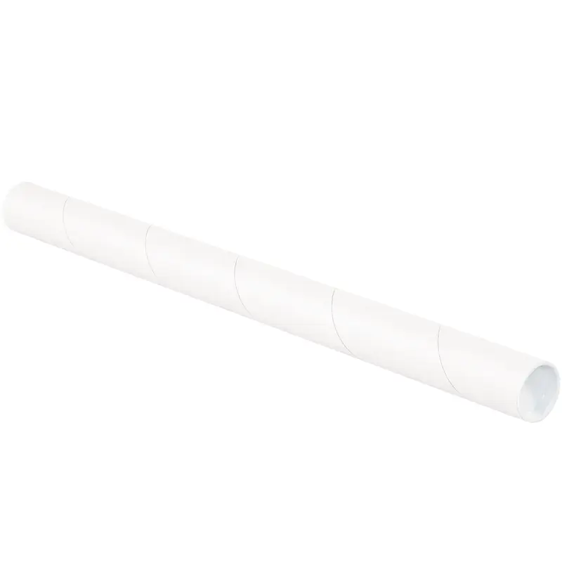1 1/2 x 18" White Tubes with Caps (P1518W) Case Of 50