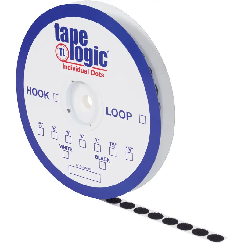 1 7/8" Black Loop Tape Logic Individual Tape Dots (HLT165) Case Of 450