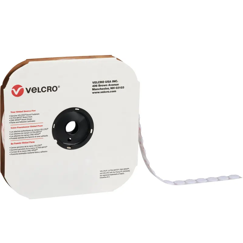 1 7/8" - Hook - White VELCRO Brand Tape - Individual Dots (VEL176) Case Of 450