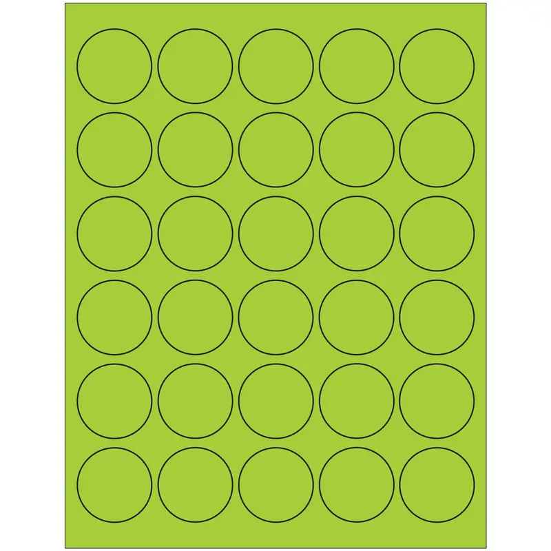 1 1/2" Fluorescent Green Circle Laser Labels (LL192GN) Case Of 3000