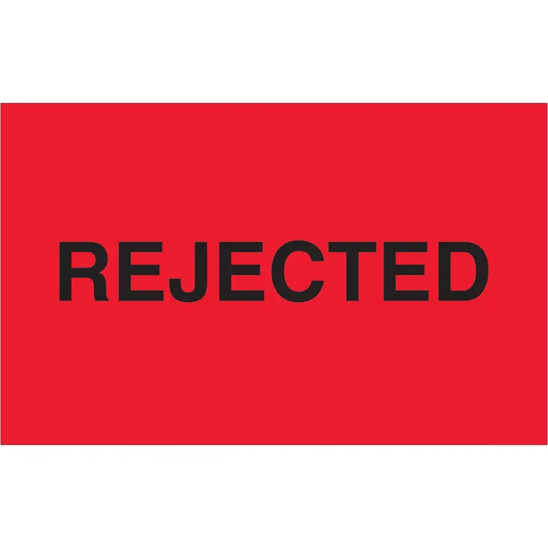 1 1/4 x 2" - "Rejected" (Fluorescent Red) Labels (DL1177) Roll Of 500