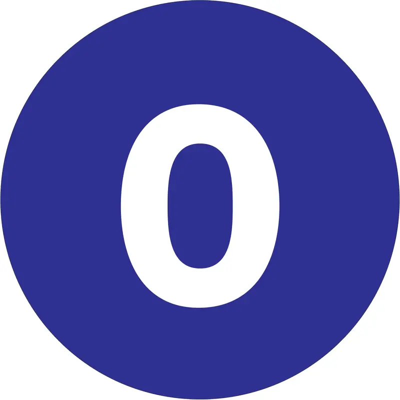 1" Circle - "0" (Dark Blue) Number Labels (DL6750) Roll Of 500