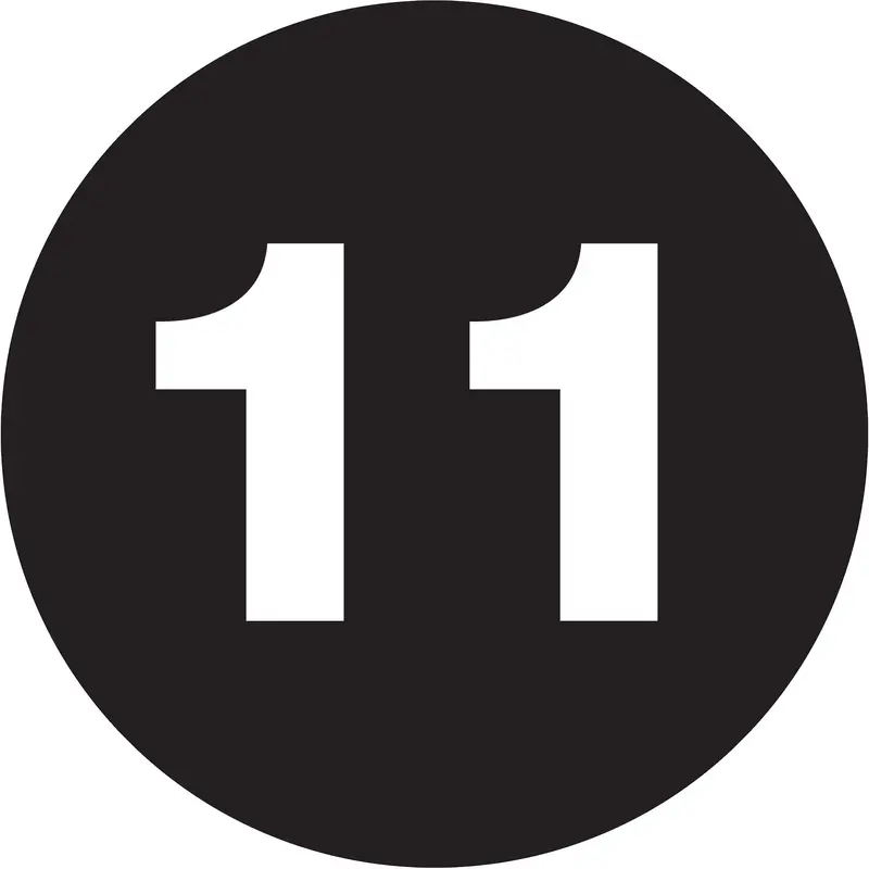 1" Circle - "11" (Black) Number Labels (DL6763) Roll Of 500