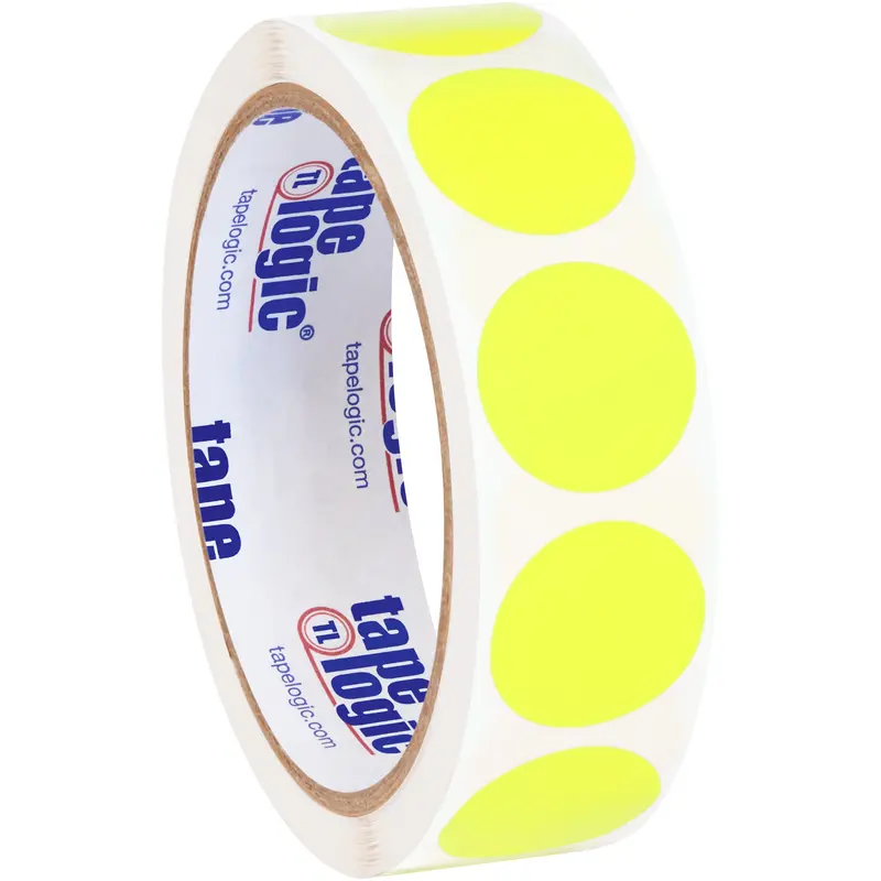 1" Circles - Fluorescent Yellow Removable Labels (DL1389FY) Roll Of 500