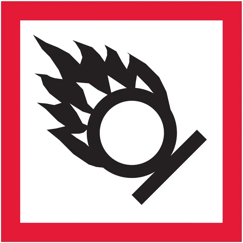 1 x 1" Pictogram - Flame Over Circle Labels (DL4146) Roll Of 500