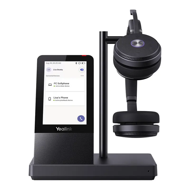 Yealink WH66 Dual Teams DECT Wireless Headset, UC Workstation, HD Voice, 2-Mic Noise Cancellation&330 Adjustable, Leather Ear Cushions, Teams, Zoom