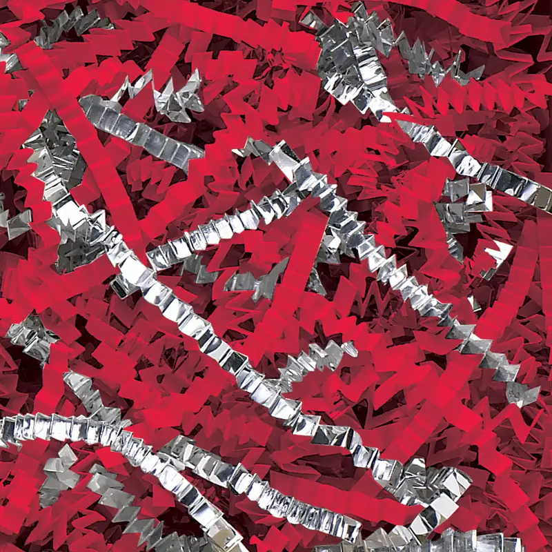 10 lb. Red and Silver Metallic Blend Crinkle Paper (CPB10JJ) Each