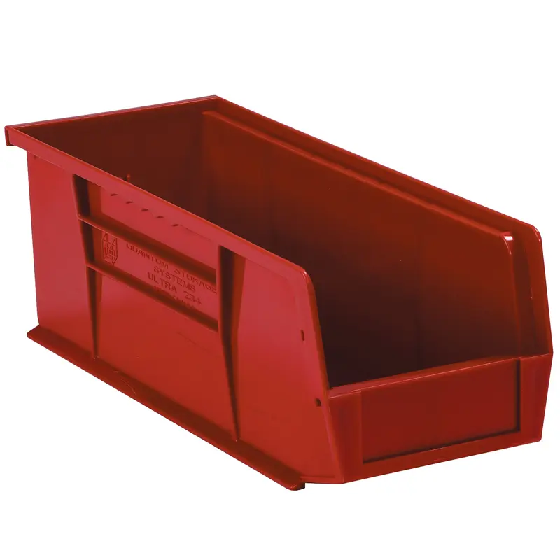 14 3/4 x 5 1/2 x 5" Red Plastic Stack & Hang Bin Boxes (BINP1555R) Case Of 12