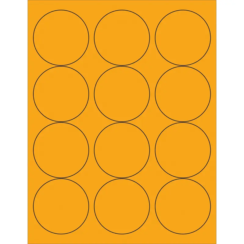 2 1/2" Fluorescent Orange Circle Laser Labels (LL194OR) Case Of 1200