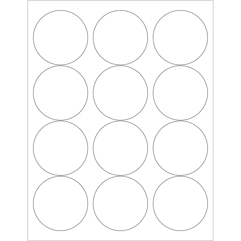 2 1/2" Glossy White Circle Laser Labels (LL303) Case Of 1200