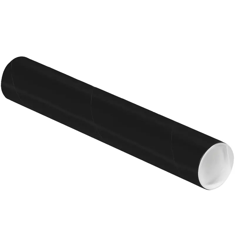 2 x 12" Black Tubes with Caps (P2012BL) Case Of 50