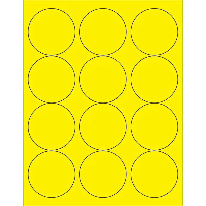 2 1/2" Fluorescent Yellow Circle Laser Labels (LL194YE) Case Of 1200