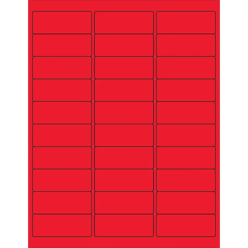 2 5/8 x 1" Fluorescent Red Rectangle Laser Labels (LL173RD) Case Of 3000
