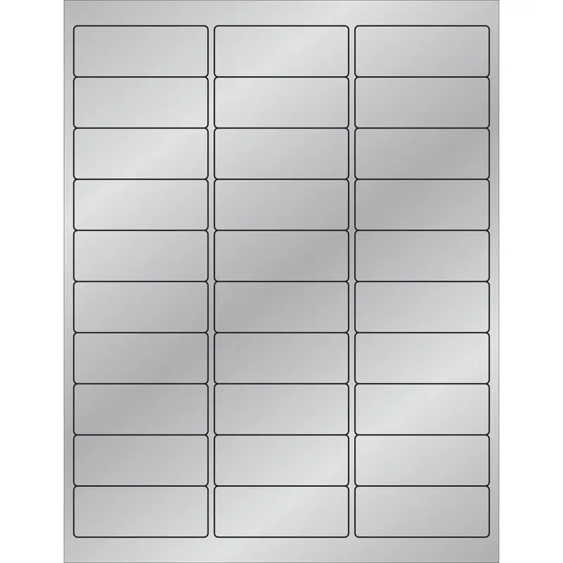 2 5/8 x 1" Silver Foil  Rectangle Laser Labels (LL210SR) Case Of 3000