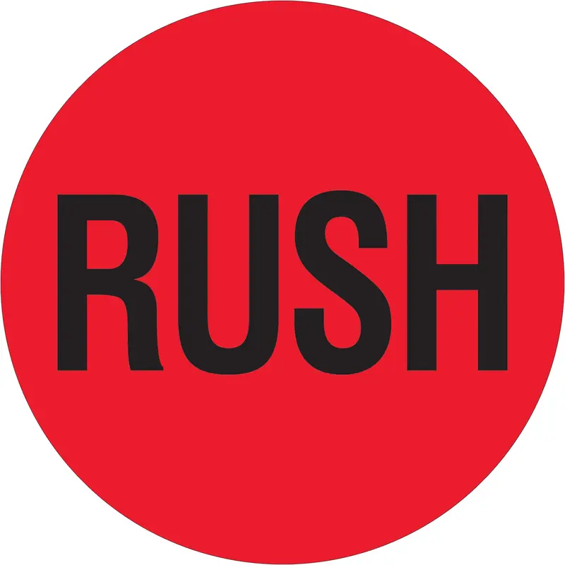 2" Circle - "Rush" (Fluorescent Red) Labels (DL1740) Roll Of 500