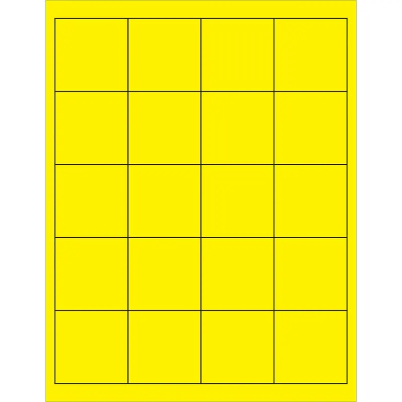 2 x 2" Fluorescent Yellow Rectangle Laser Labels (LL172YE) Case Of 2000