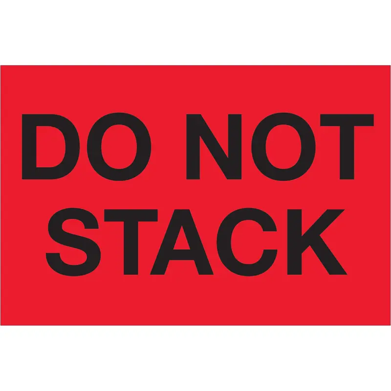 2 x 3" - "Do Not Stack" (Fluorescent Red) Labels (DL1098) Roll Of 500