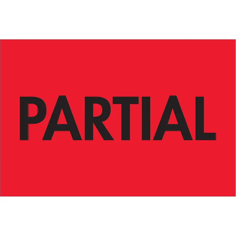 2 x 3" - "Partial" (Fluorescent Red) Labels (DL3561) Roll Of 500
