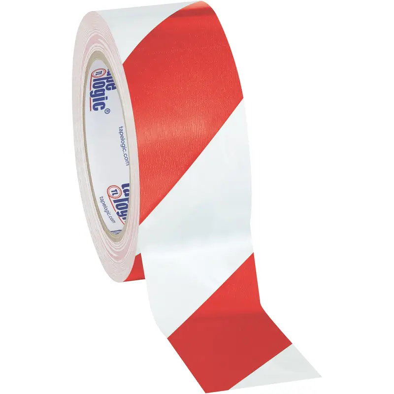 2" x 36 yds. Red/White Tape Logic Striped Vinyl Safety Tape (T9236RW) Case Of 24