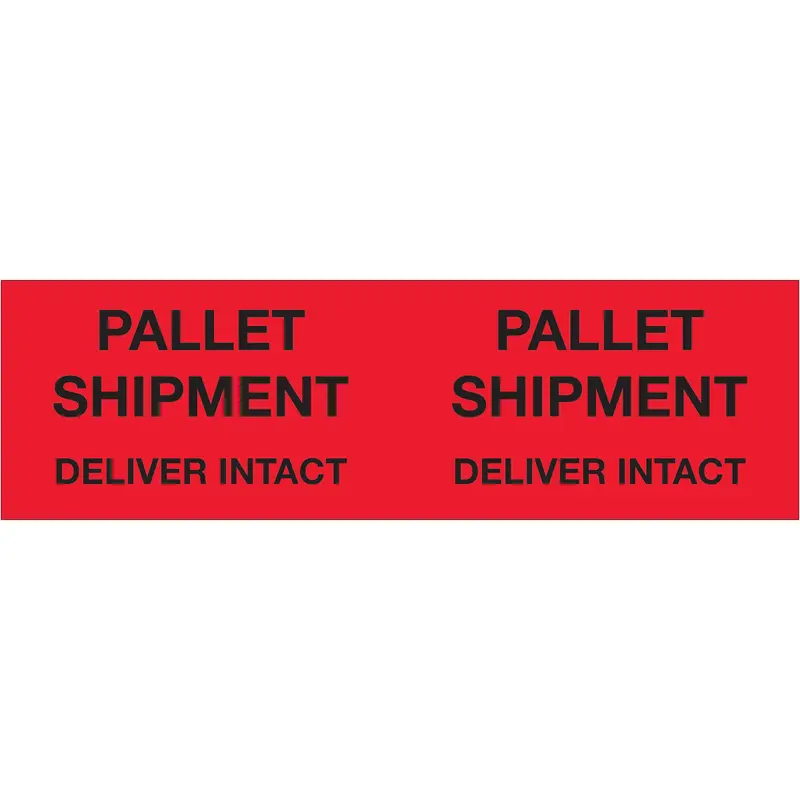 3 x 10" - "Pallet Shipment - Deliver Intact" (Fluorescent Red) Labels (DL1330) Roll Of 500