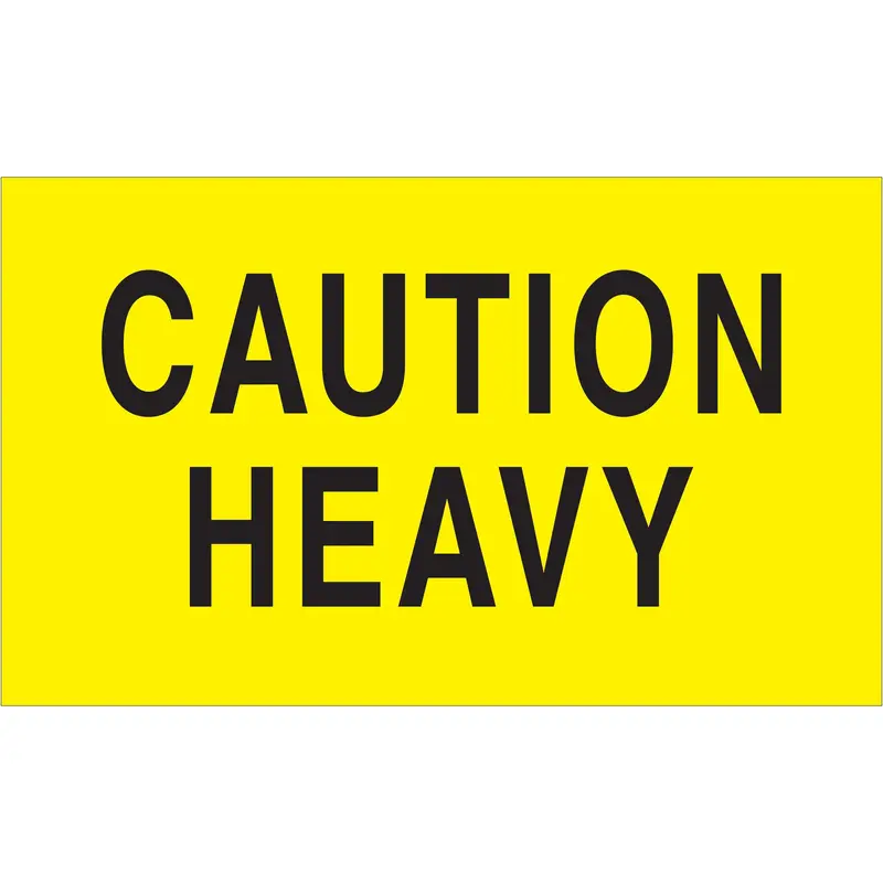3 x 5" - "Caution - Heavy" (Fluorescent Yellow) Labels (DL2101) Roll Of 500