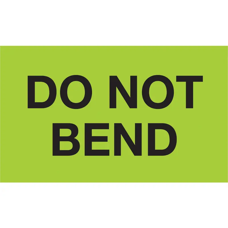 3 x 5" - "Do Not Bend" (Fluorescent Green) Labels (DL2343) Roll Of 500