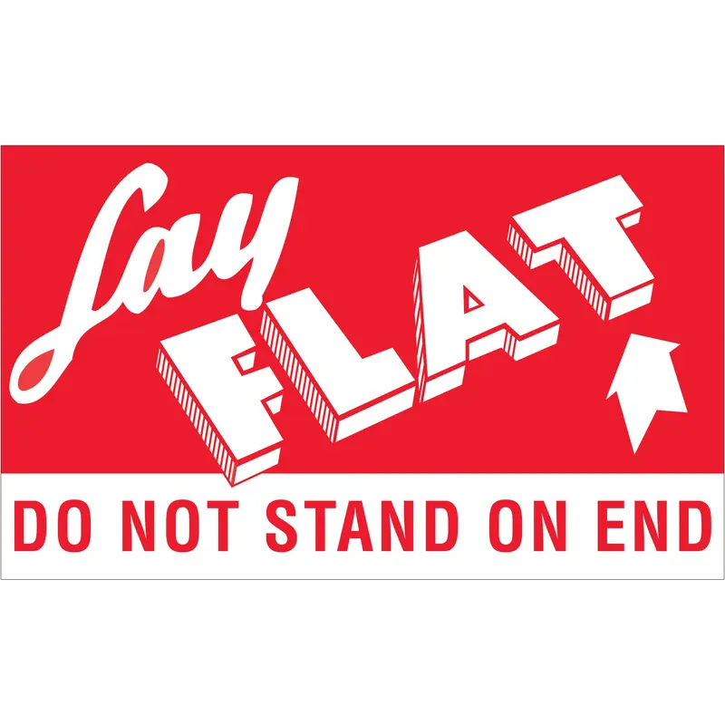 3 x 5" - "Lay Flat - Do Not Stand On End" Labels (DL1420) Roll Of 500