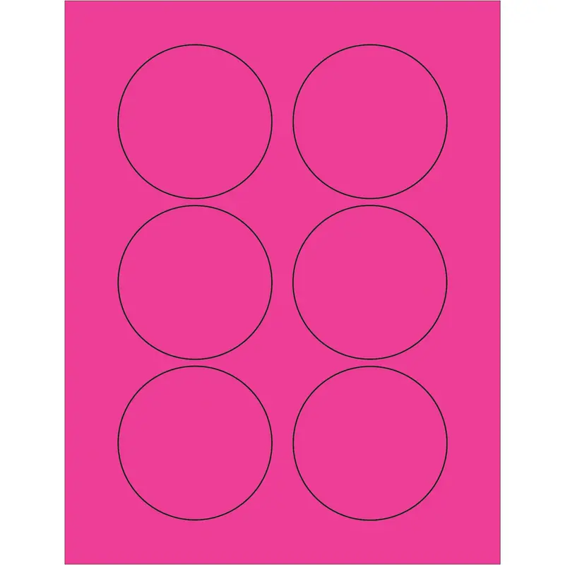 3" Fluorescent Pink Circle Laser Labels (LL195PK) Case Of 600
