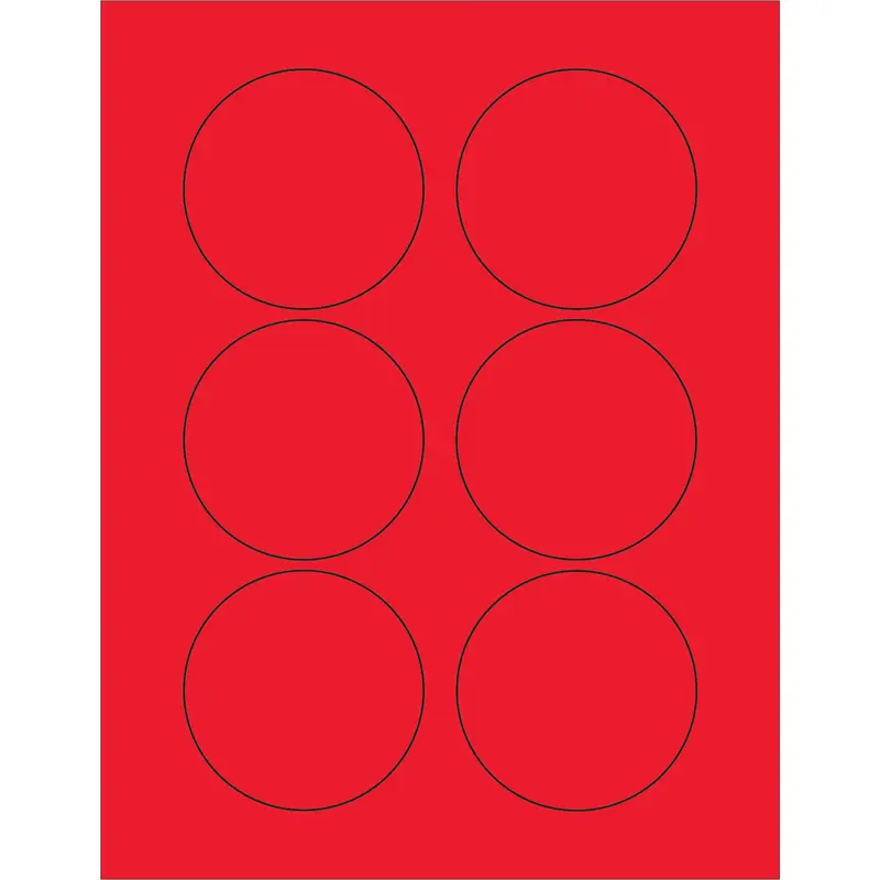 3" Fluorescent Red Circle Laser Labels (LL195RD) Case Of 600