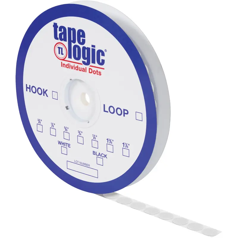 3/4" White Loop Tape Logic Individual Tape Dots (HLT155) Case Of 1028
