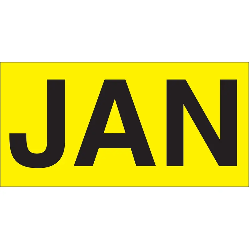 3 x 6" - "JAN" (Fluorescent Yellow) Months of the Year Labels (DL6702) Roll Of 500