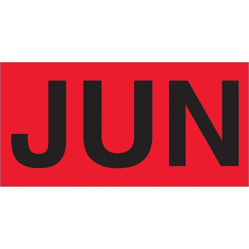3 x 6" - "JUN" (Fluorescent Red) Months of the Year Labels (DL6802) Roll Of 500
