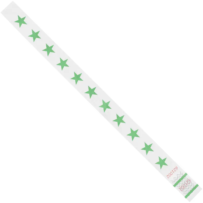 3/4 x 10" Green Stars Tyvek Wristbands (WR104GN) Case Of 500