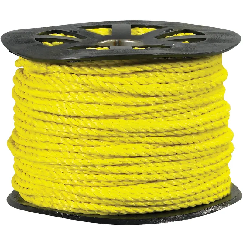 3/8", 2,450 lb, Yellow Twisted Polypropylene Rope (TWR105) Each