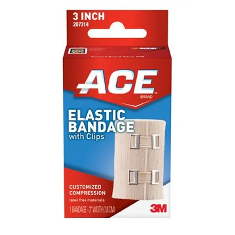 3M ACE Elastic Bandage 3 Inch Width Clip Detached Closure Tan NonSterile Standard Compression (1084230_EA) 1/EA