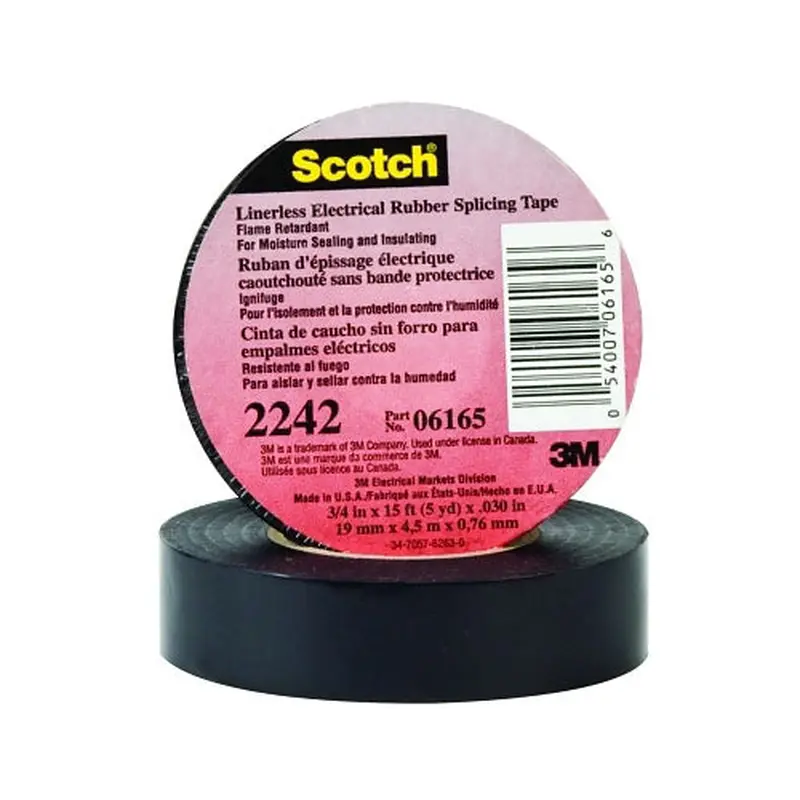 3M Linerless Electrical Rubber Tape 2242, 15 ft x 3/4 in, Black (500-061656) 1 Roll