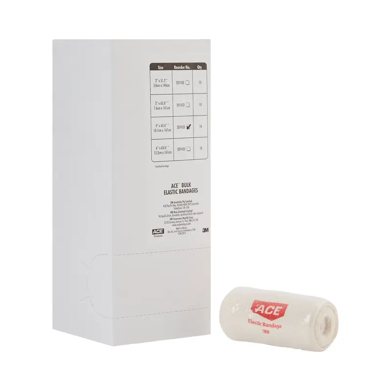 3M ACE Elastic Bandage 4 Inch X 5 Yard Clip Detached Closure Tan NonSterile Standard Compression (622_CS) 50/CS