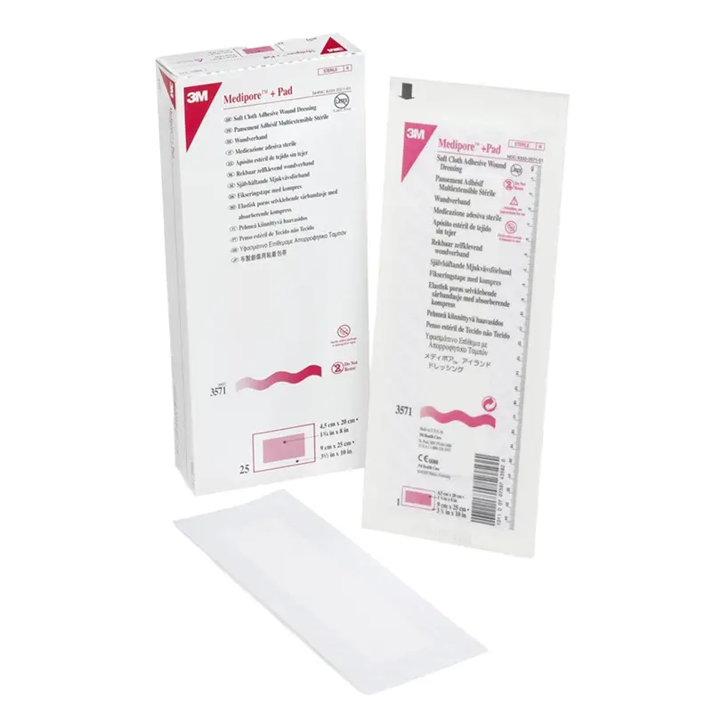3M Medipore Composite Dressing 3-1/2 X 10 Inch Rectangle Sterile Nonwoven Backing (324096_CS) 100/CS