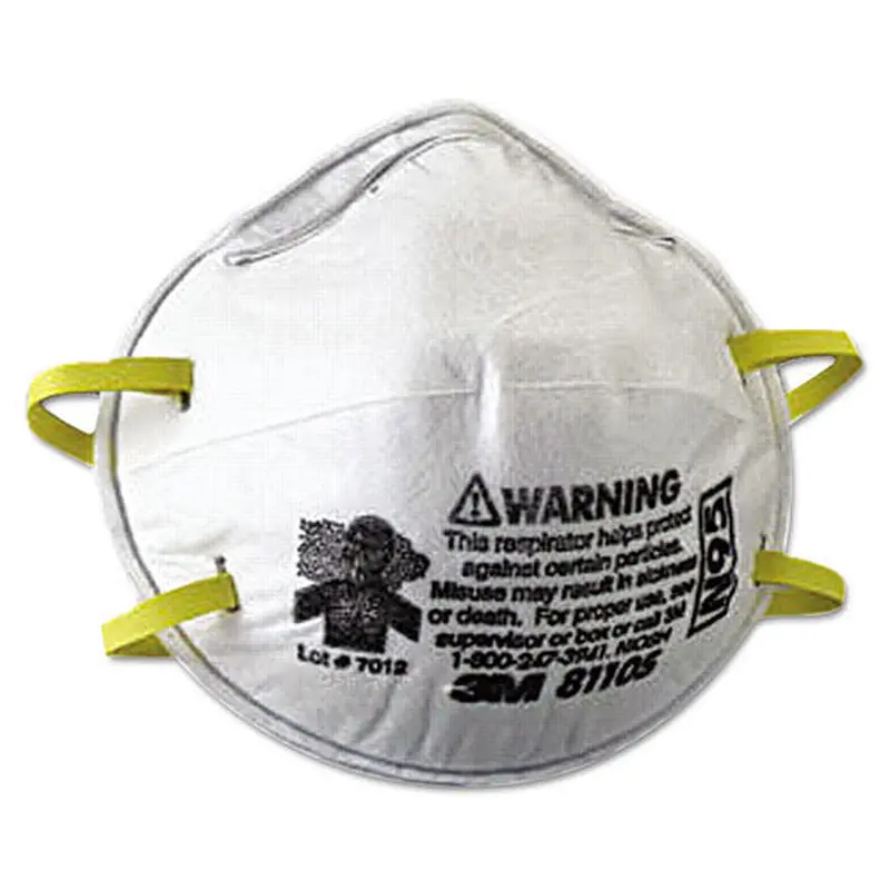 3M N95 Particulate Respirator, Half Facepiece, Two Fixed Straps, Non-Oil Particles, White (142-8110S) Box of 20