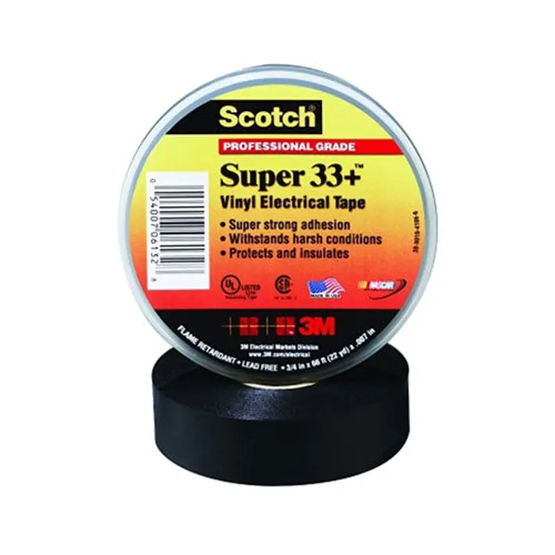 3M Scotch Super Vinyl Electrical Tape 33 , 52 ft x 3/4 in, Black (500-061335) 1 Roll