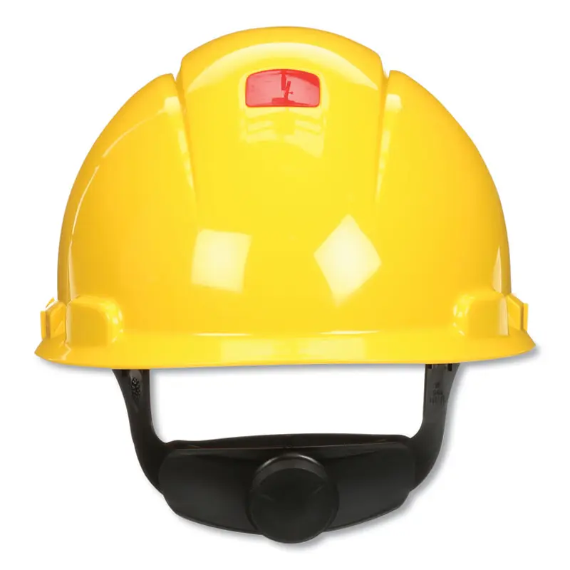 3M SecureFit Hard Hat with Uvicator, Four-Point Ratchet Suspension, Yellow (MMMH702SFRUV) Each