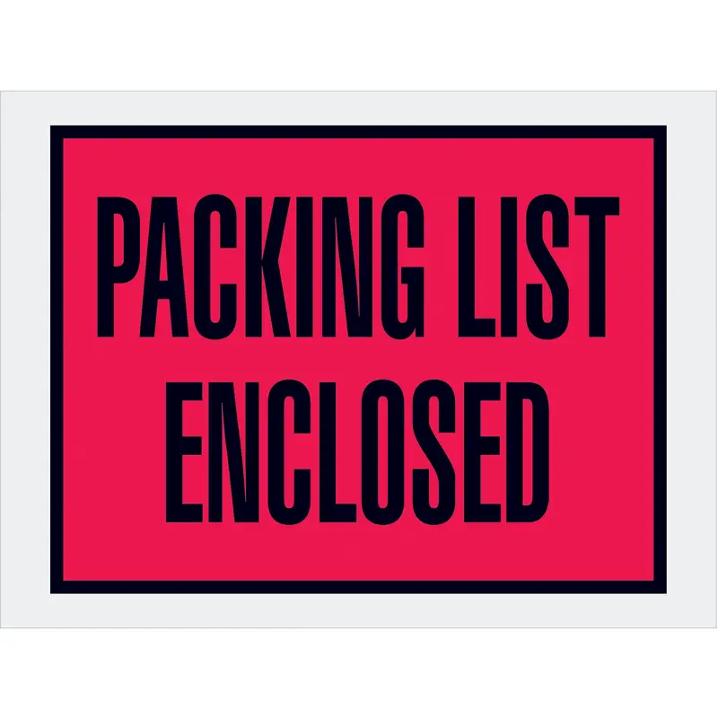 4 1/2 x 6" Red (Open End) "Packing List Enclosed" Envelopes (PL411) Case Of 1000