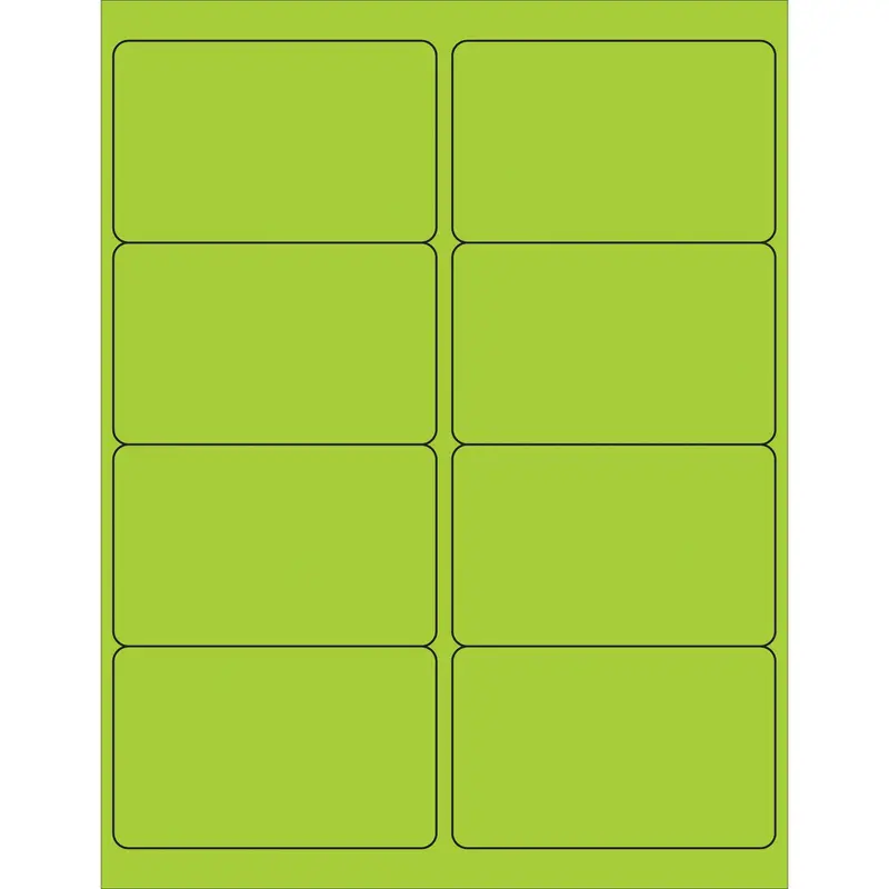 4 x 2 1/2" Fluorescent Green Rectangle Laser Labels (LL179GN) Case Of 800
