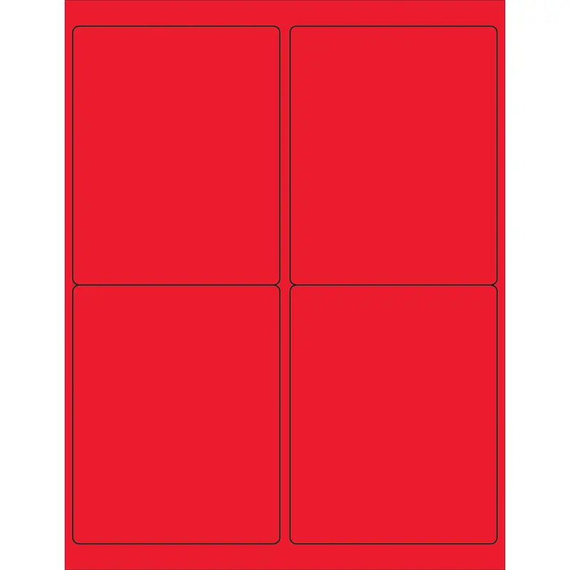 4 x 5" Fluorescent Red Rectangle Laser Labels (LL181RD) Case Of 400