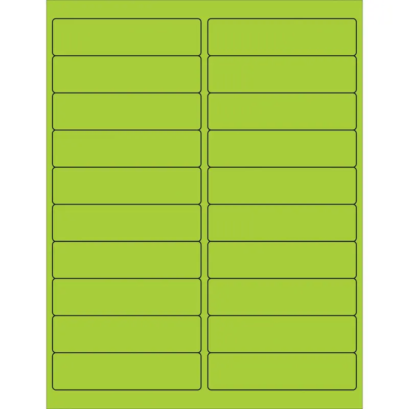 4 x 1" Fluorescent Green Rectangle Laser Labels (LL177GN) Case Of 2000