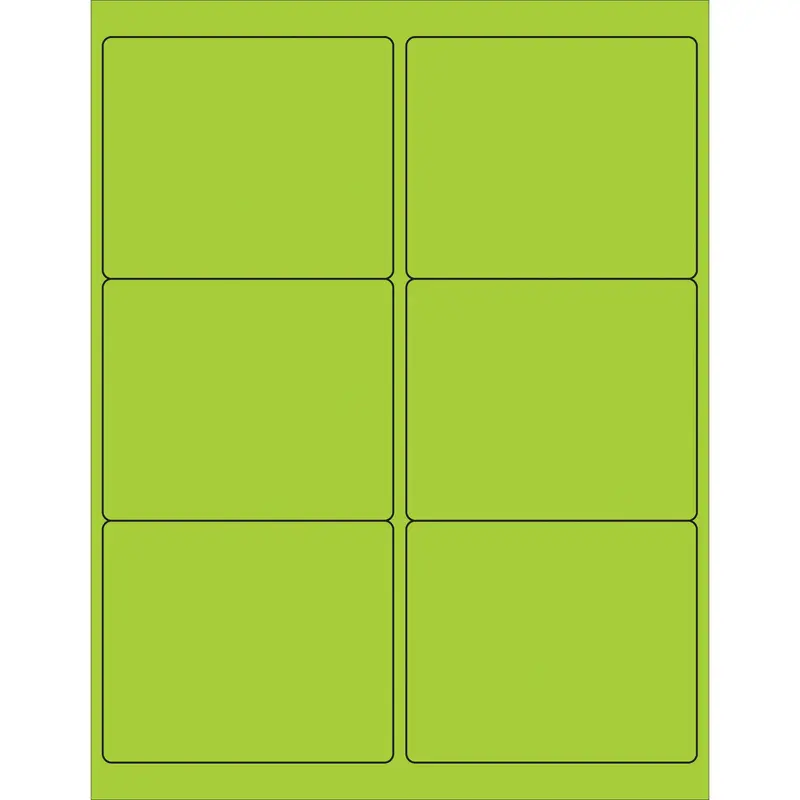 4 x 3 1/3" Fluorescent Green Rectangle Laser Labels (LL180GN) Case Of 600